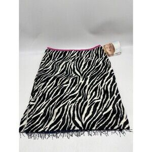 VTG NWT Jonathan Martin Skirt Faux Fur Zebra Print With Beaded Fringe Sz 13 USA